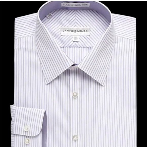 Jhane Barnes Lavender Striped Slim Fit Non Iron Shirt Size 15-33/32 - Picture 1 of 7